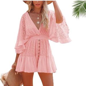 NWOT, Never worn, Pink and flirty, lace embellished dress